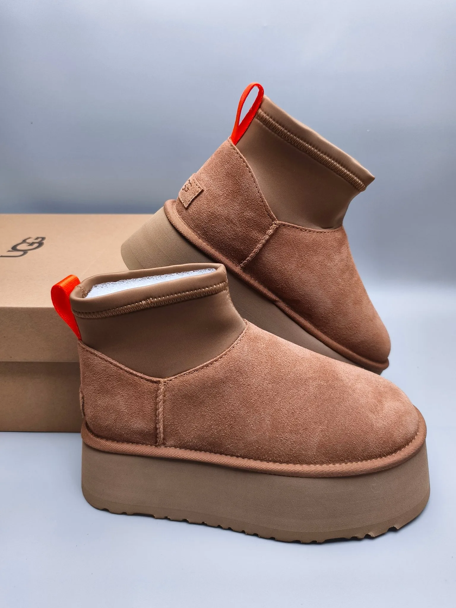 💰480 UGG sheepskin all-in-one snow boots 8170 Thick-soled elastic low-cut casual style Color: maroon black gray Size: 35-41